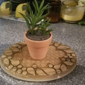 Vintage MCM home decor Design International Lucite Trinket Candle Holder Display